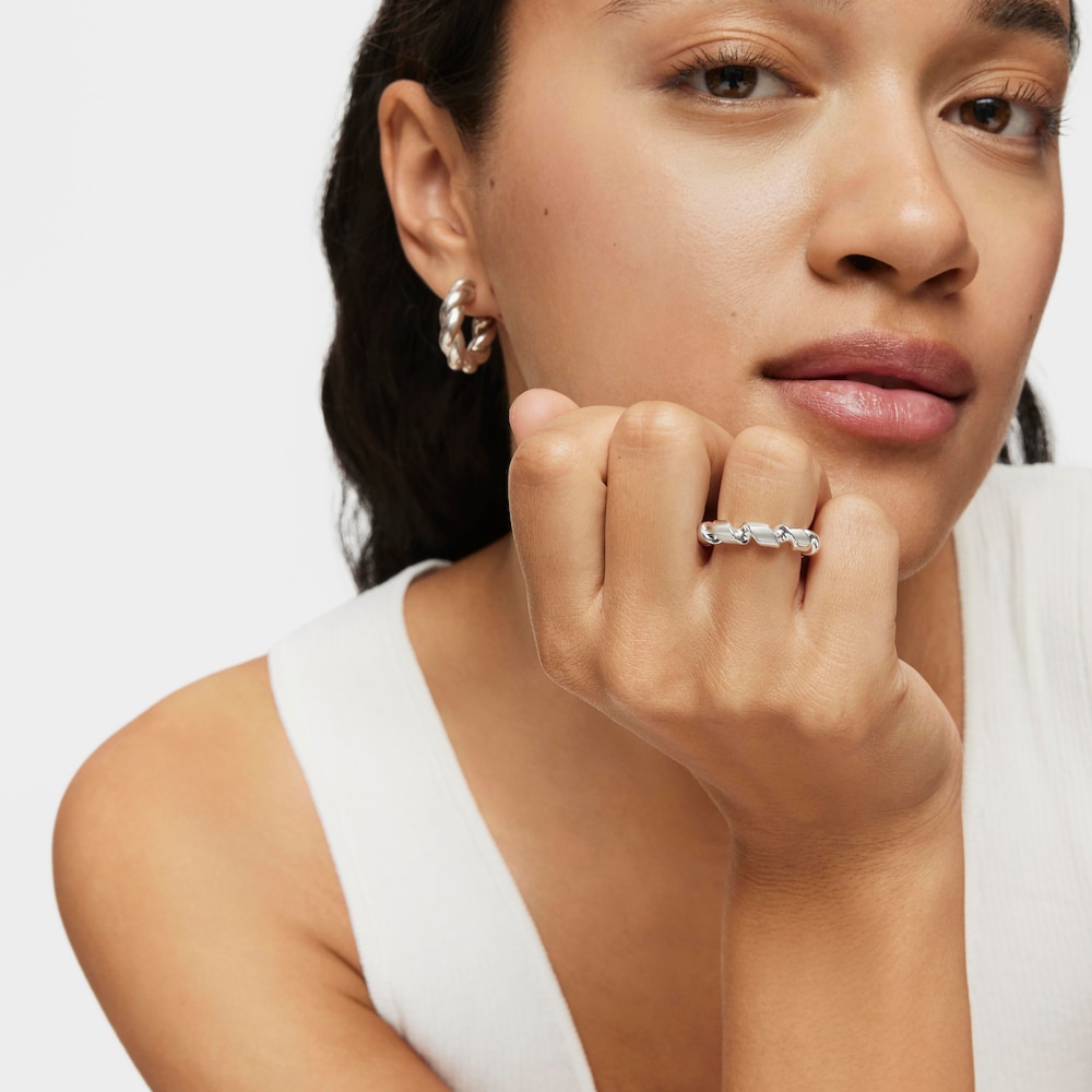 Anillo grande espiral de plata Twisted