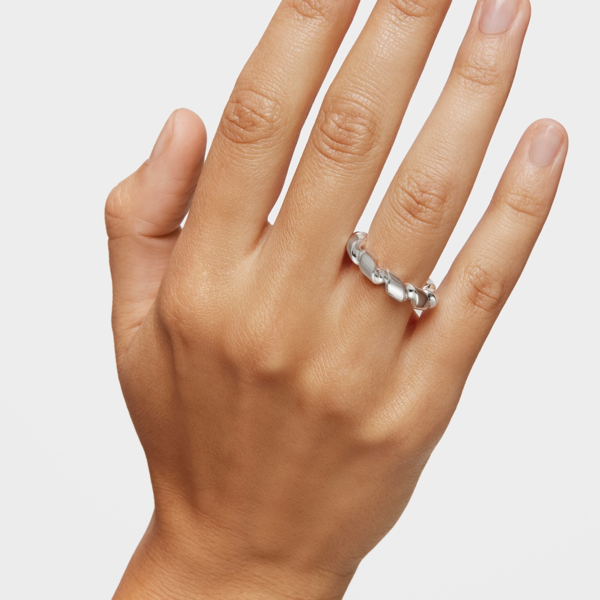 Anillo grande espiral de plata Twisted