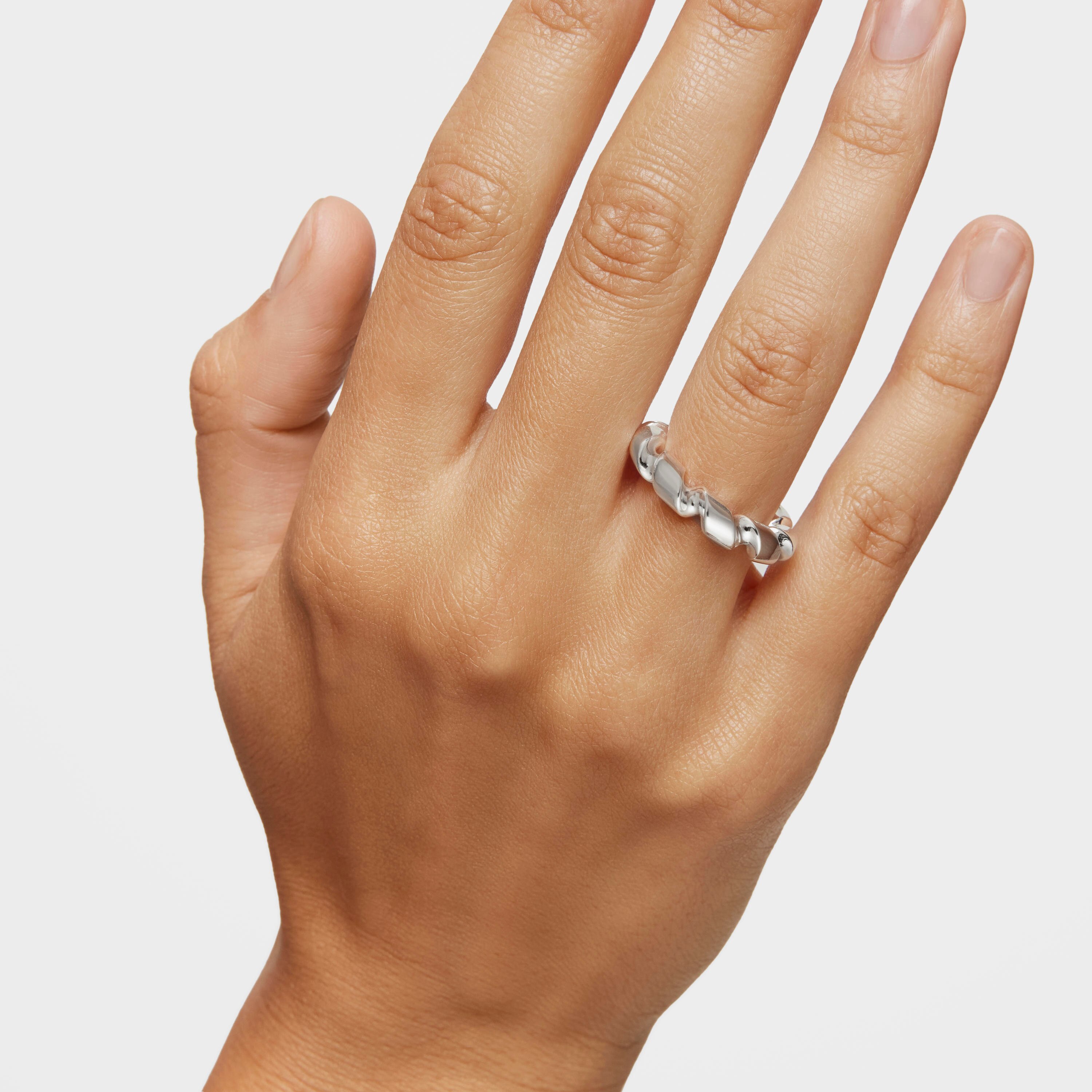 Twisted large silver spiral Ring