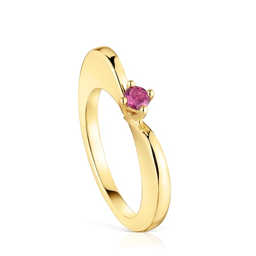 Large heart Ring with 18kt gold plating over silver and rhodolite My Other Half