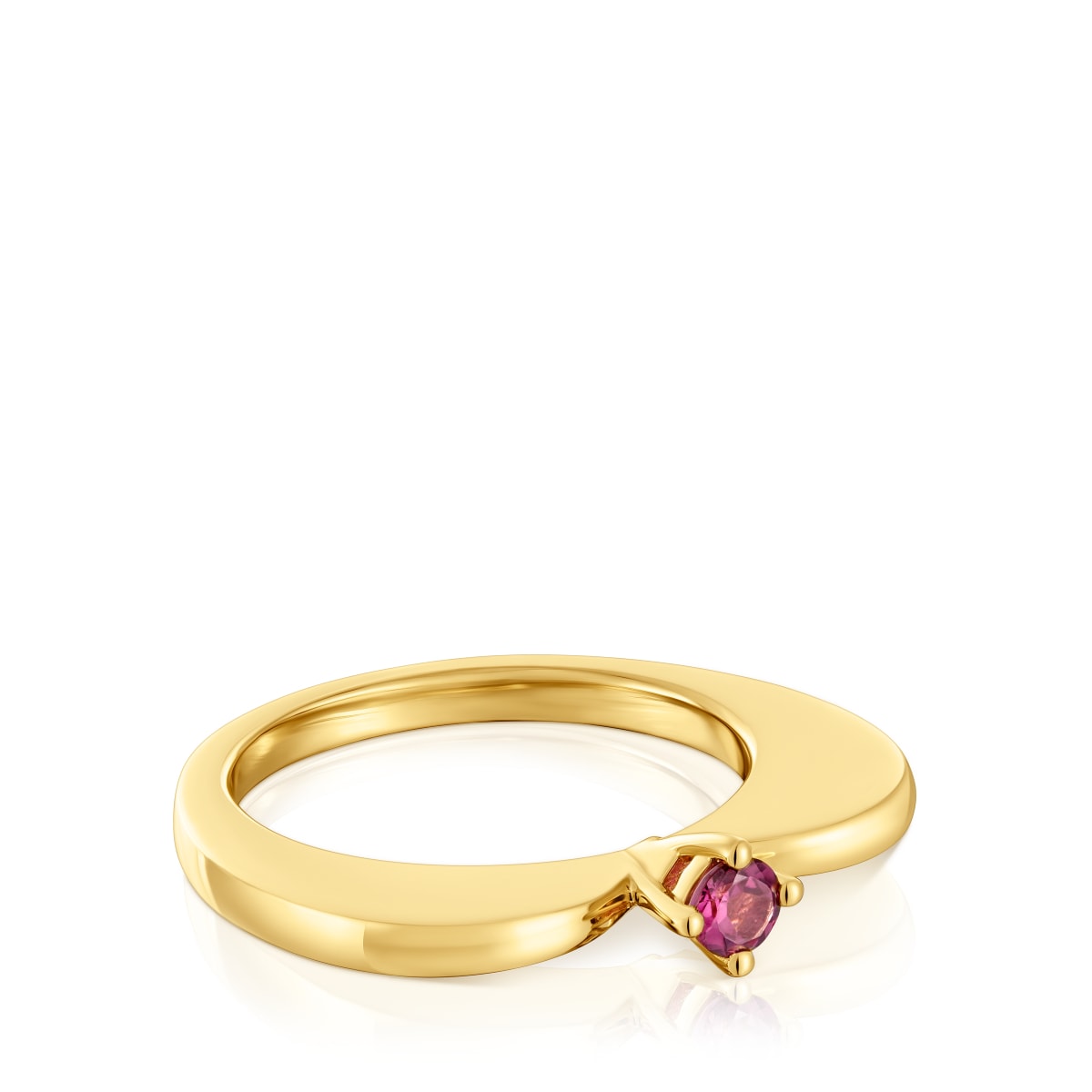Anillo grande corazón con baño de oro 18 kt sobre plata y rodolita My Other Half