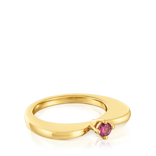 Large heart Ring with 18kt gold plating over silver and rhodolite My Other Half
