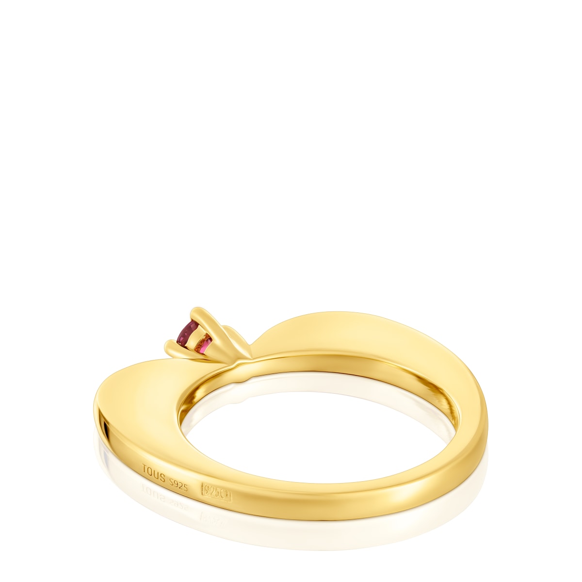 Anillo grande corazón con baño de oro 18 kt sobre plata y rodolita My Other Half