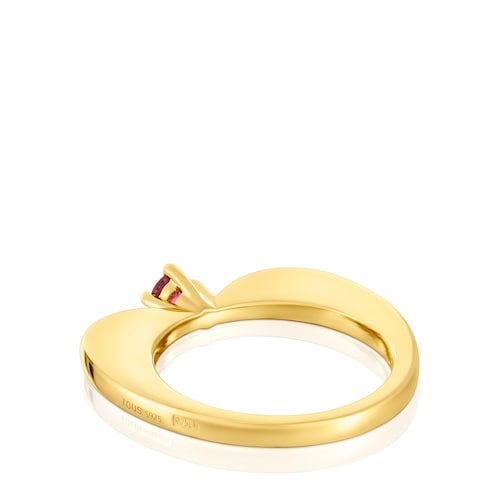 Large heart Ring with 18kt gold plating over silver and rhodolite My Other Half