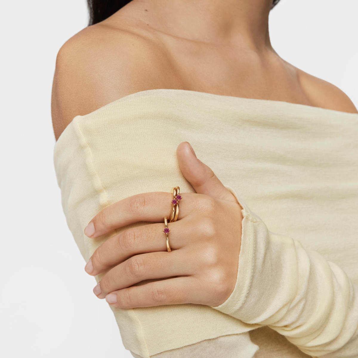 Large heart Ring with 18kt gold plating over silver and rhodolite My Other Half