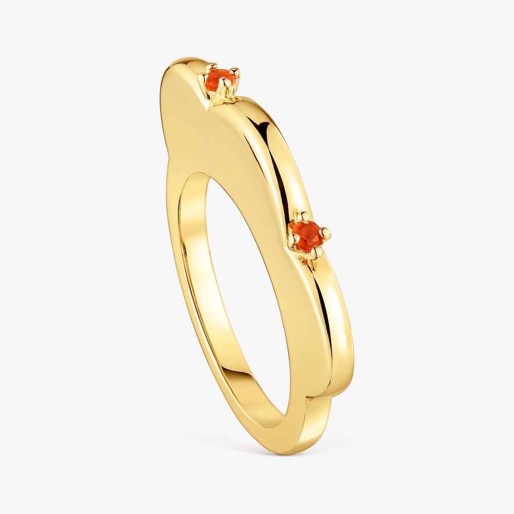 Large flower Ring with 18K gold vermeil and carnelian My Other Half