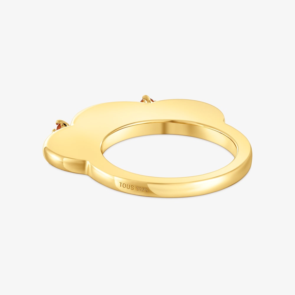 Large flower Ring with 18K gold vermeil and carnelian My Other Half