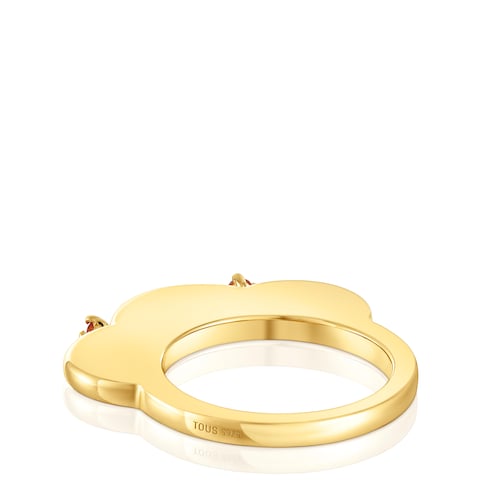 Large flower Ring with 18kt gold plating over silver and carnelian My Other Half