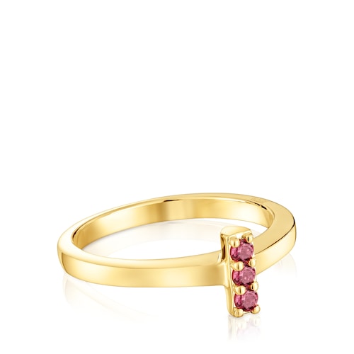 Small Ring with 18kt gold plating over silver and rhodolite TOUS Basic Colors