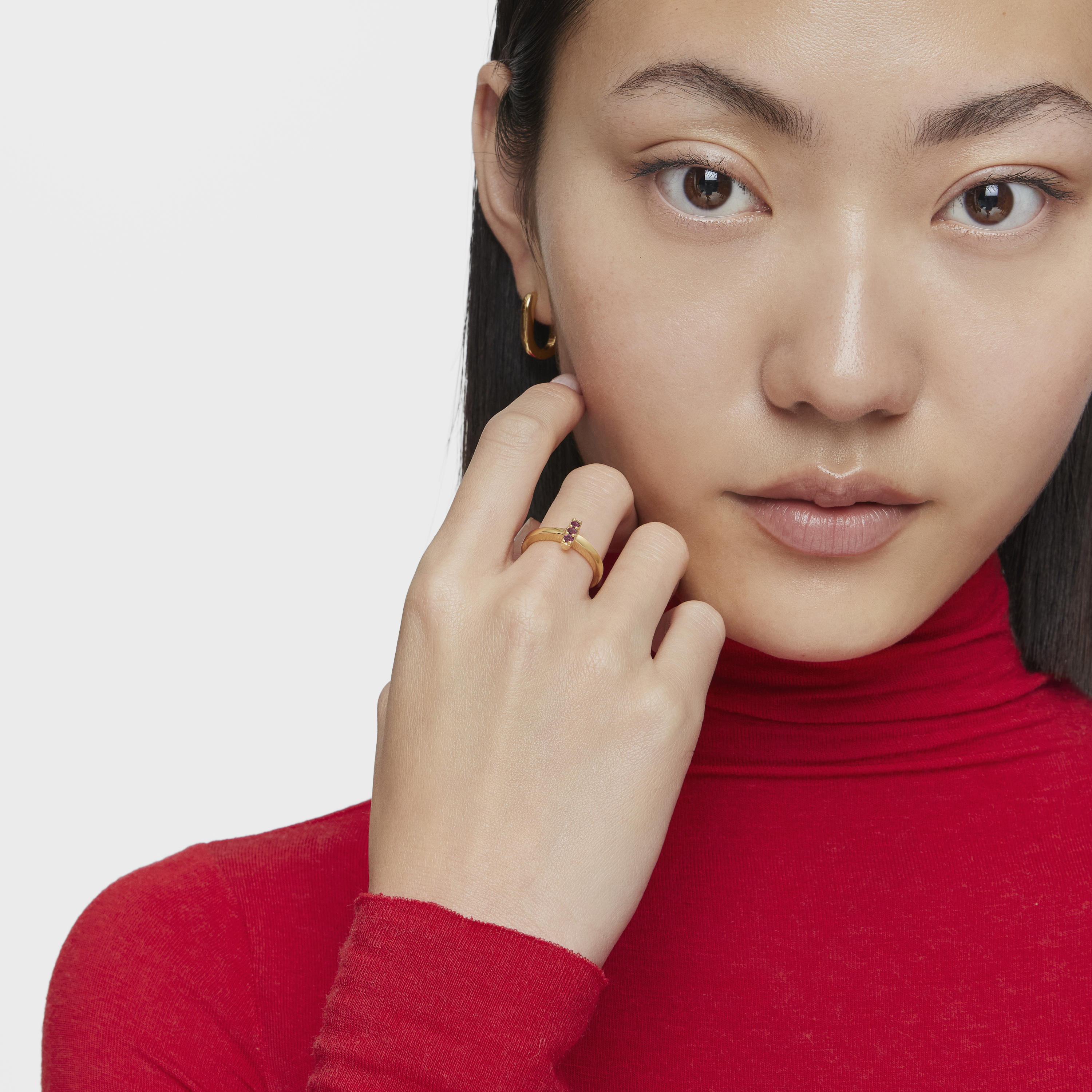 Small Ring with 18K gold vermeil and rhodolite TOUS Basic Colors