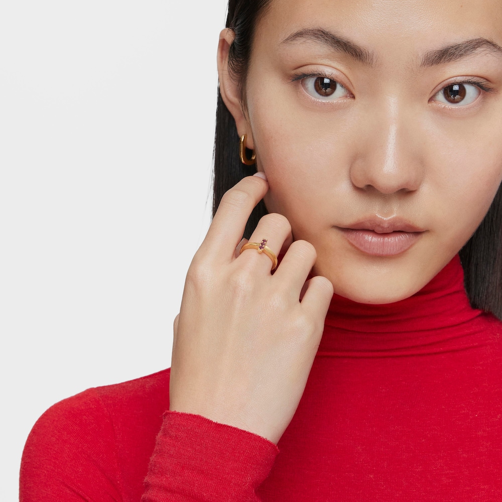Small Ring with 18K gold vermeil and rhodolite TOUS Basic Colors