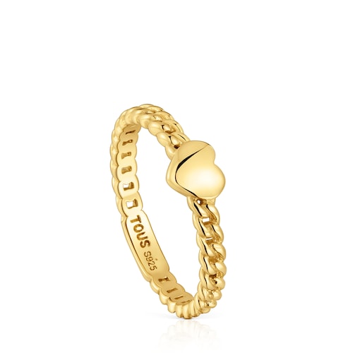 Anillo pequeño corazón con baño de oro 18 kt sobre plata Bold Motif