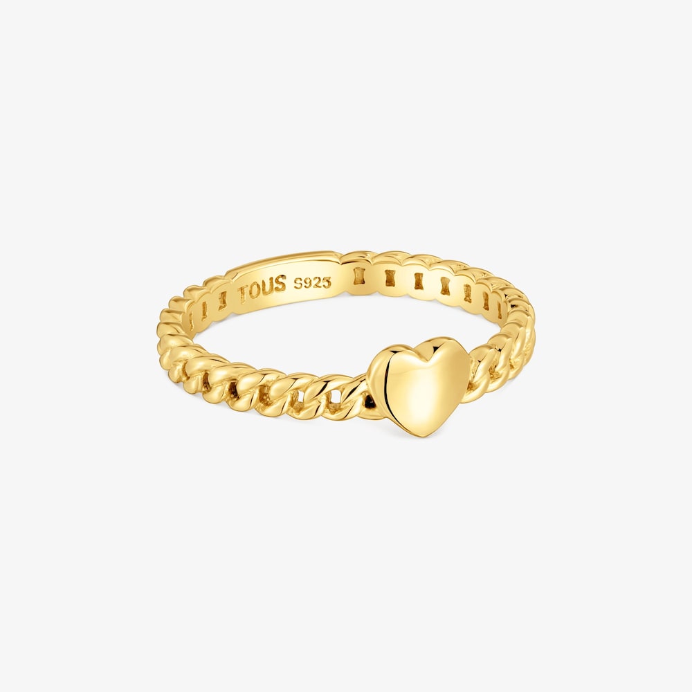 Anillo peque&ntilde;o coraz&oacute;n con ba&ntilde;o de oro 18 kt sobre plata Bold Motif