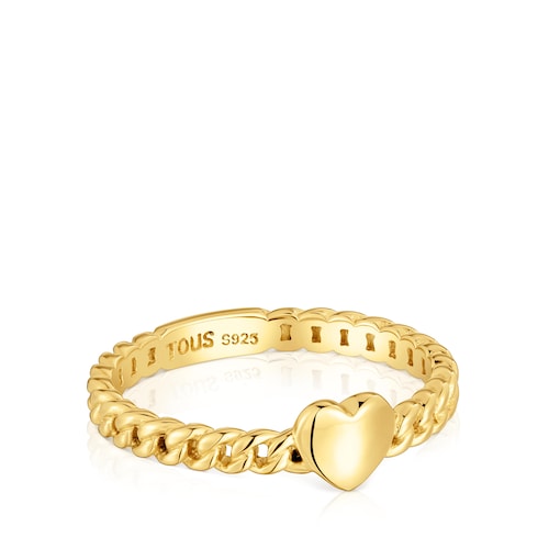 Anillo pequeño corazón con baño de oro 18 kt sobre plata Bold Motif
