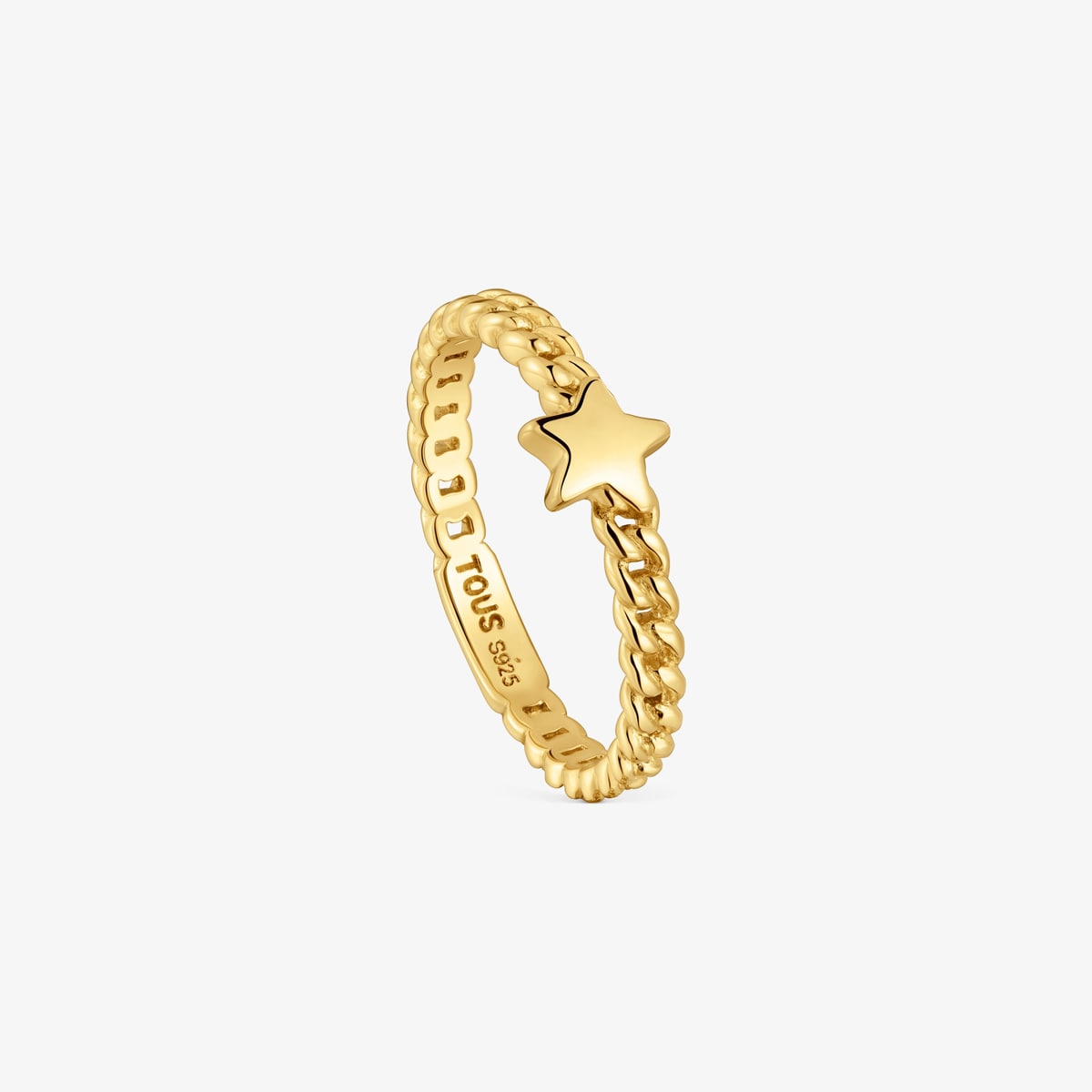 Tous - Anillo Pequeño Estrella Con Baño De Oro 18 Kt Sobre Plata Bold Motif Talla 21