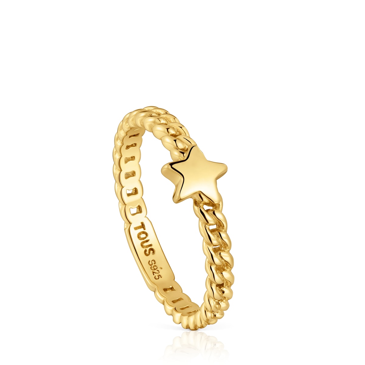 Tous - Anillo Pequeño Estrella Con Baño De Oro 18 Kt Sobre Plata Bold Motif Talla 16
