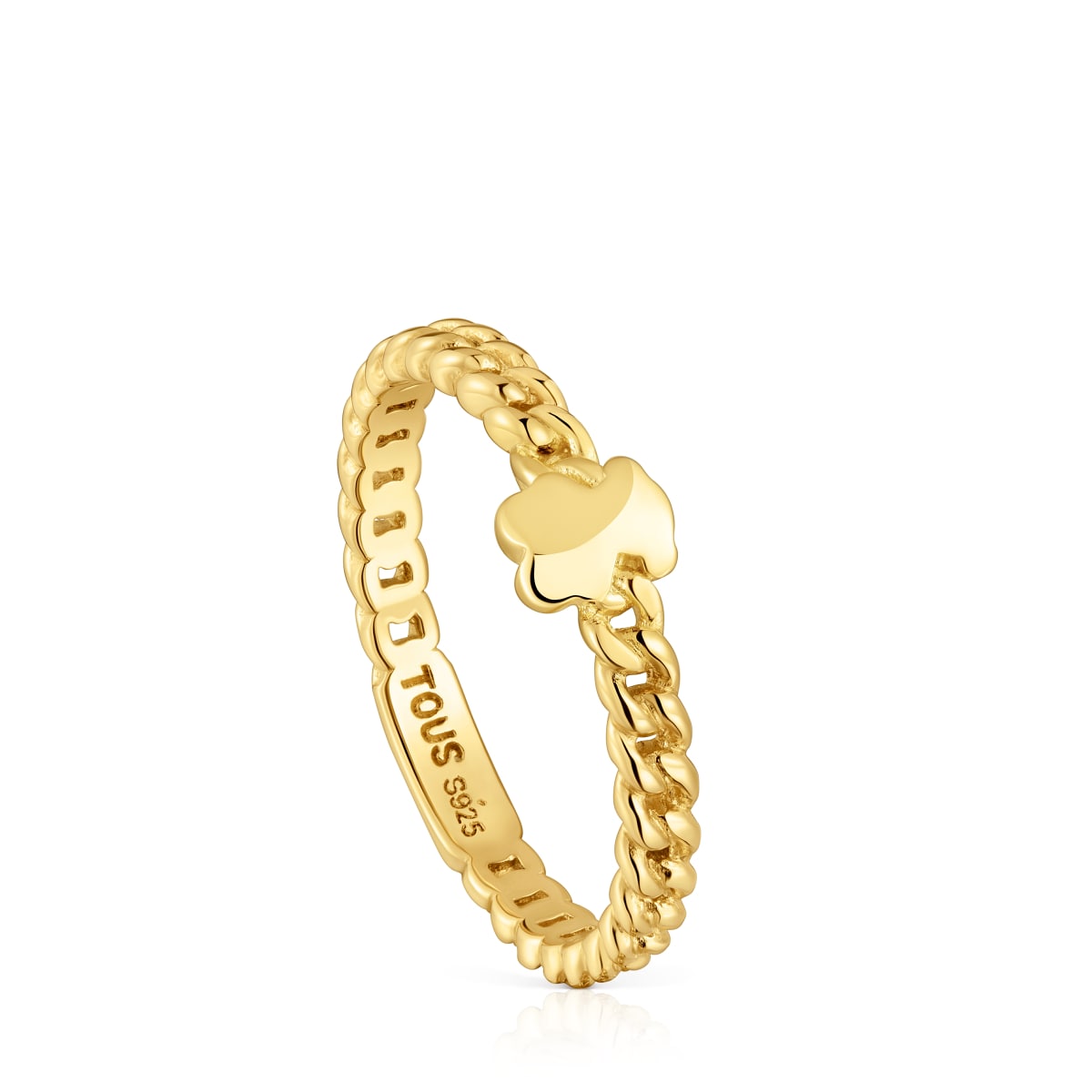 Anillo pequeño oso con baño de oro 18 kt sobre plata Bold Motif