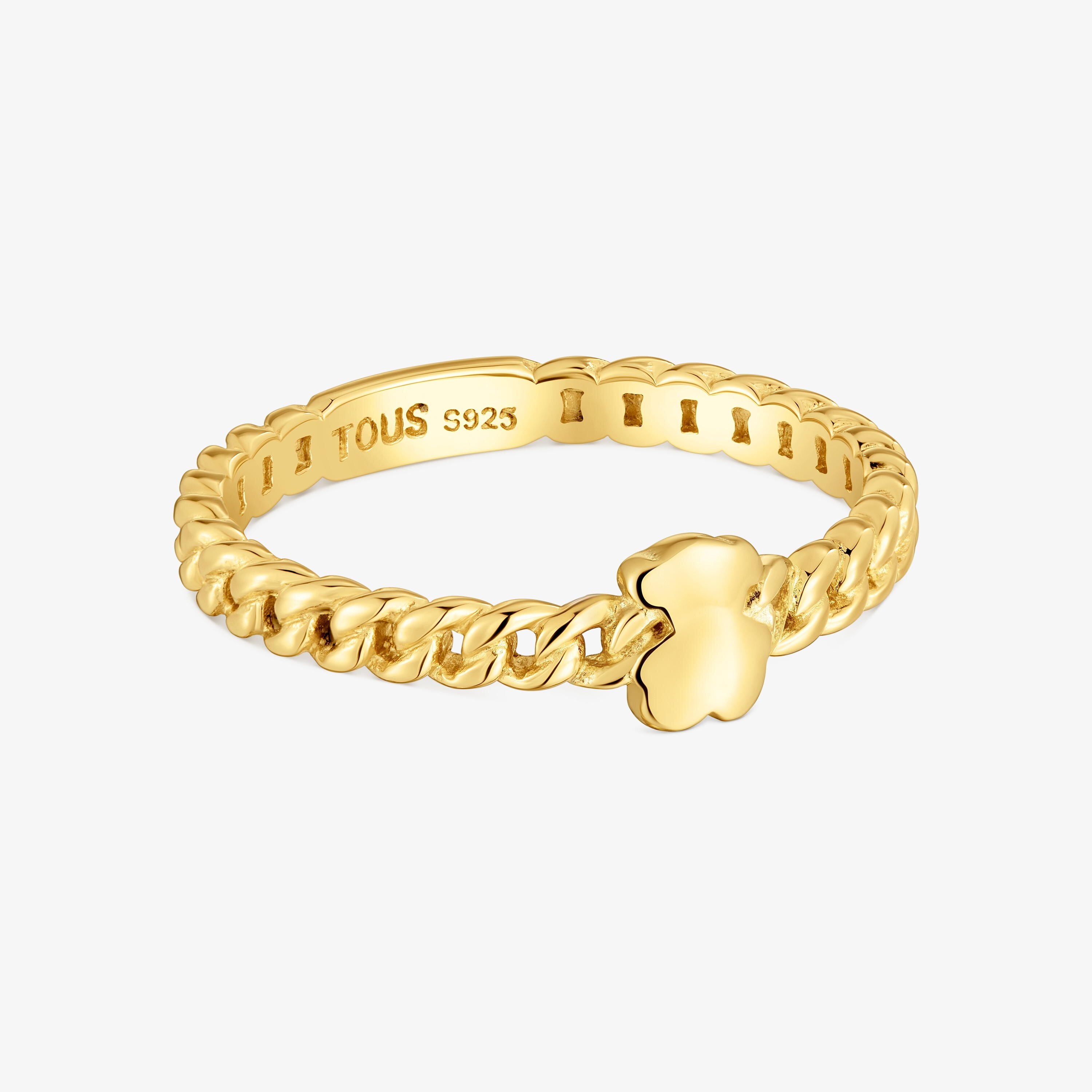 Small 18K gold vermeil bear Ring Bold Motif