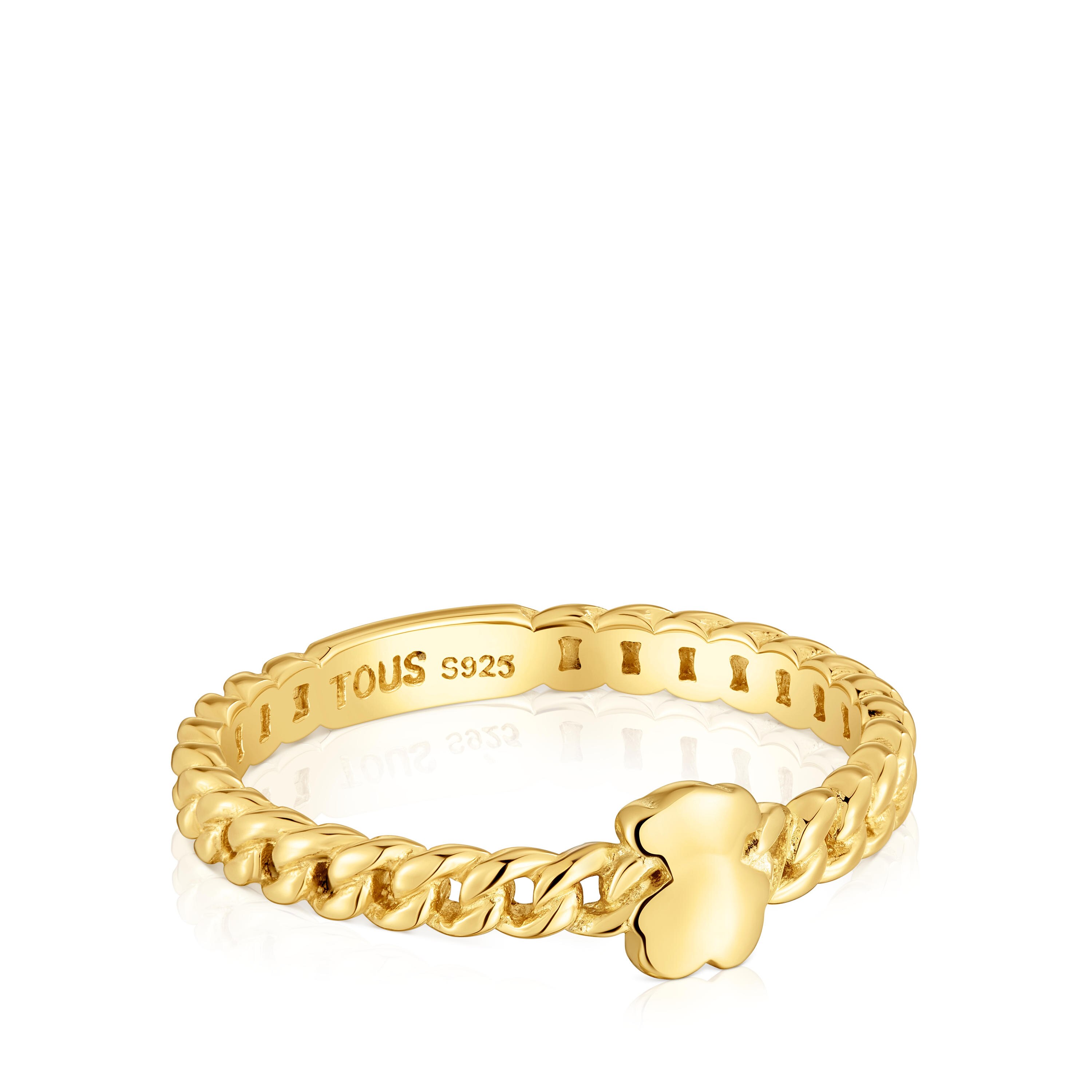 Small 18kt gold plating over silver bear Ring Bold Motif