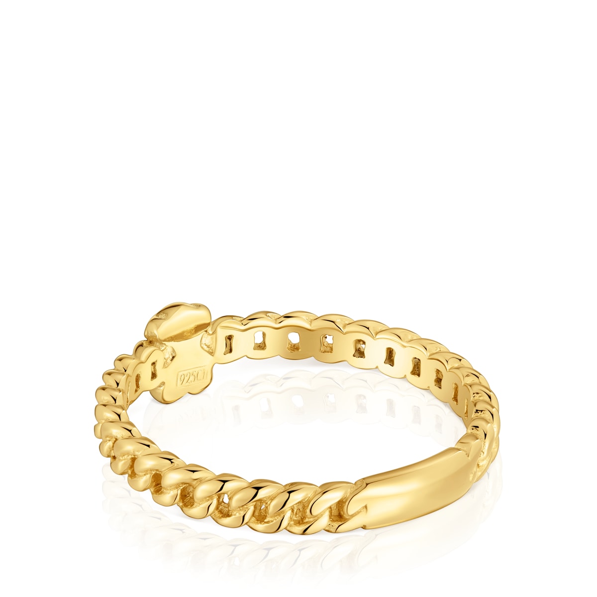 Anillo pequeño oso con baño de oro 18 kt sobre plata Bold Motif