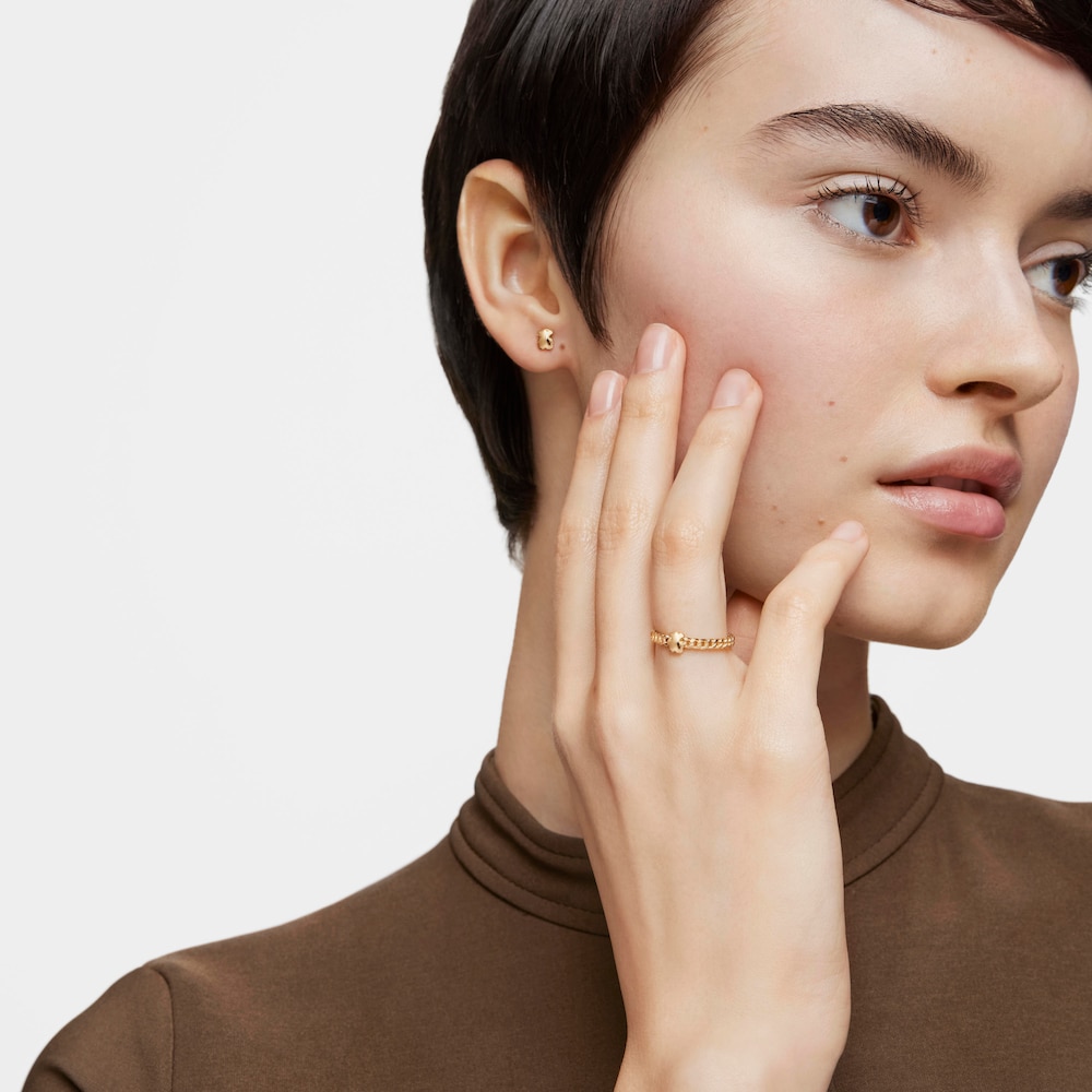 Mal&yacute; Prsteň s&nbsp;medved&iacute;kom s&nbsp;18&nbsp;kt pozl&aacute;ten&iacute;m na striebre Bold Motif