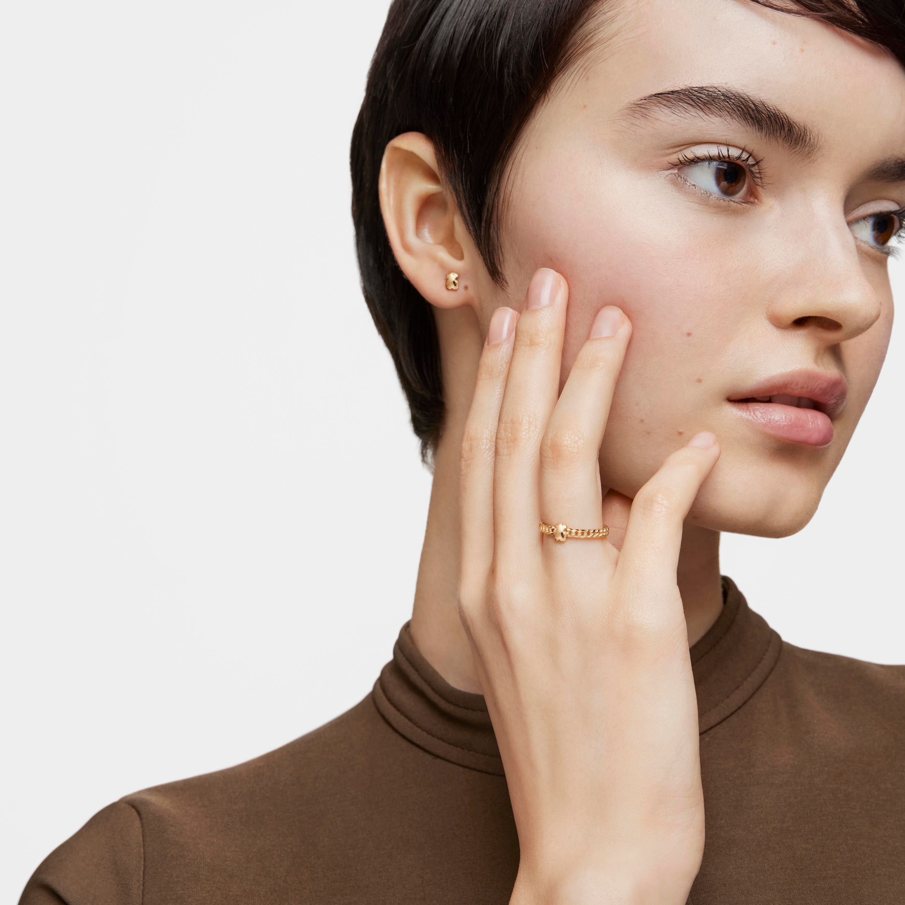 Small 18kt gold plating over silver bear Ring Bold Motif