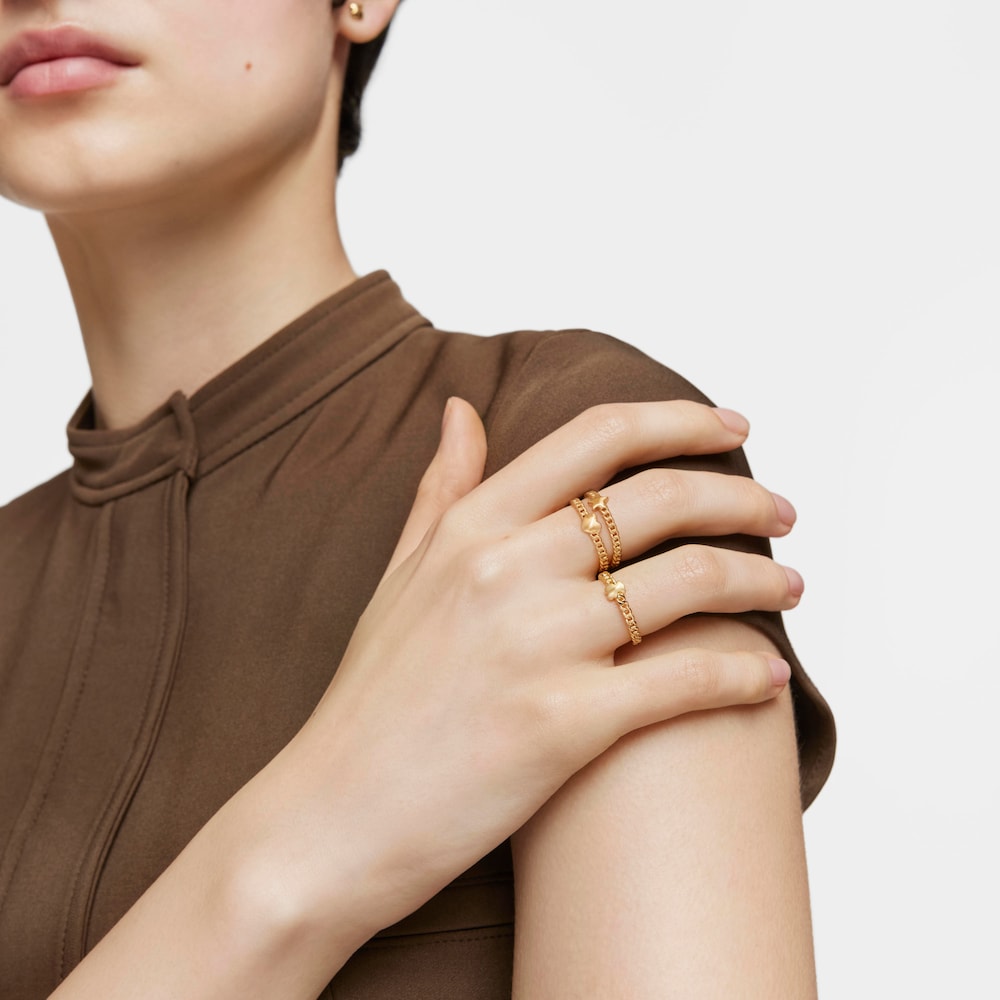 Mal&yacute; Prsteň s&nbsp;medved&iacute;kom s&nbsp;18&nbsp;kt pozl&aacute;ten&iacute;m na striebre Bold Motif