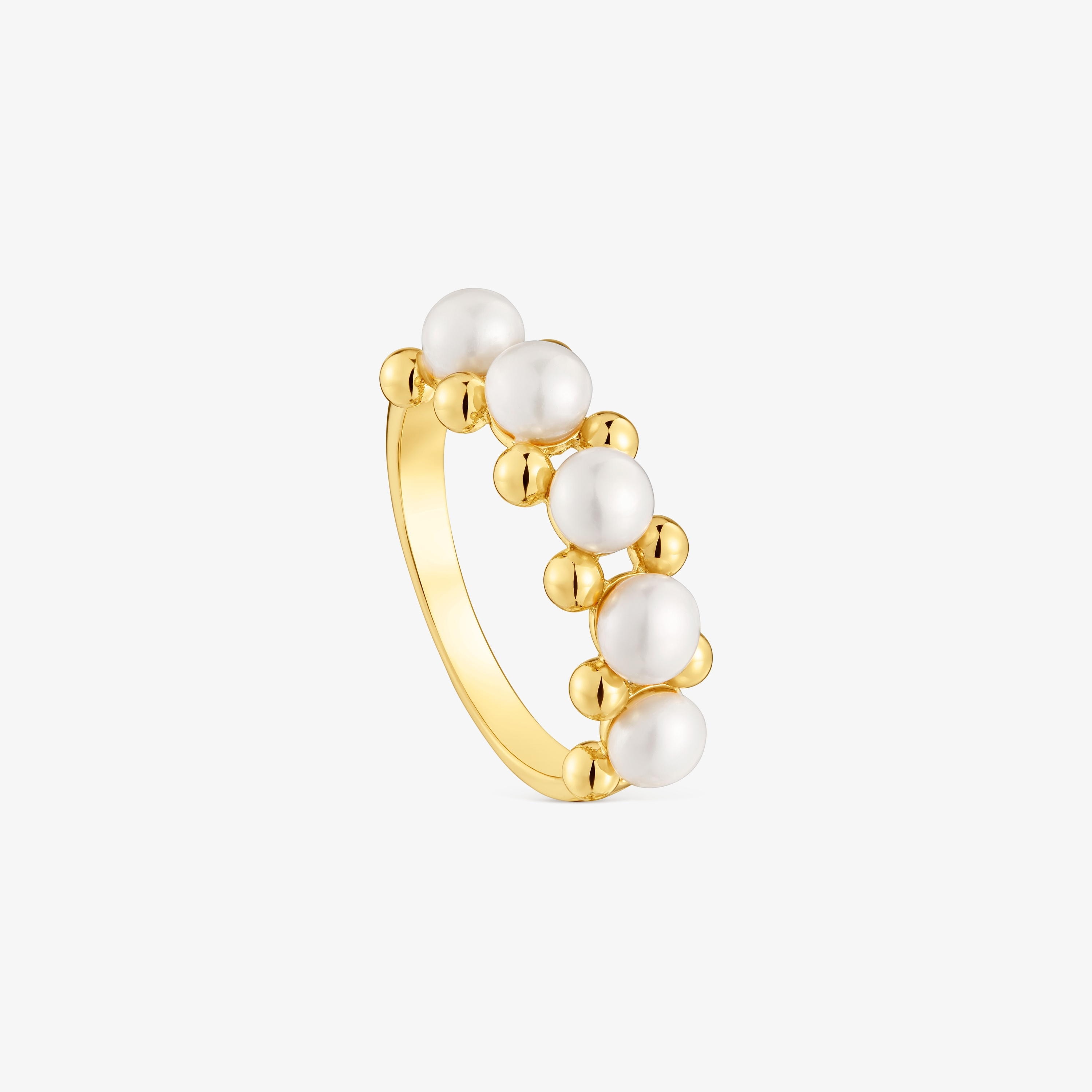 Medium Ring with 18K gold vermeil and cultured pearls Gloss
