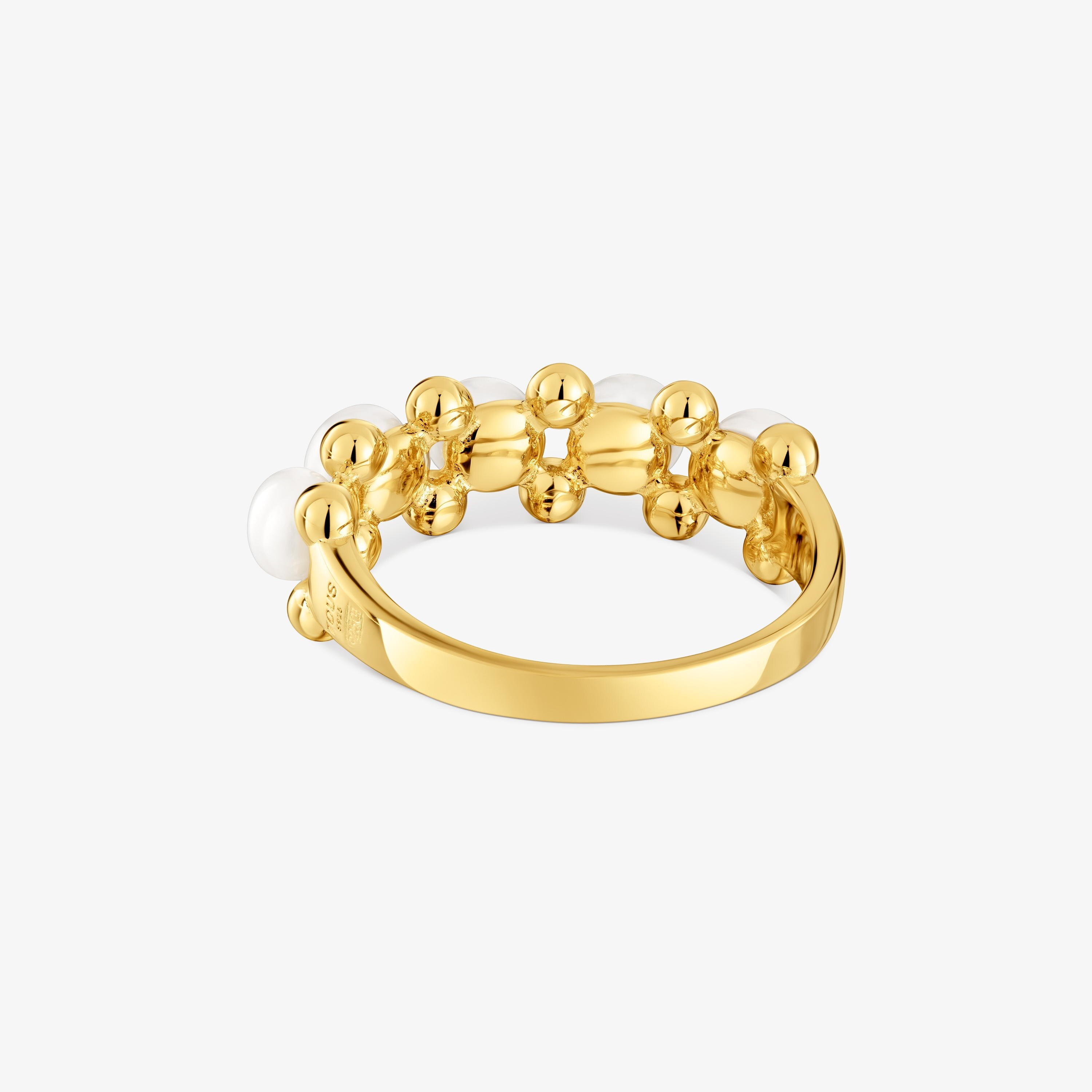 Medium Ring with 18K gold vermeil and cultured pearls Gloss
