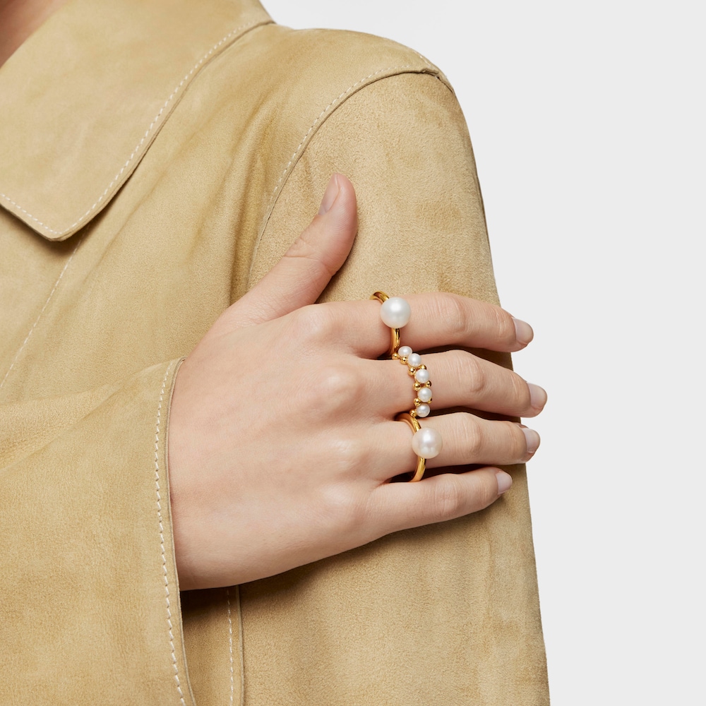 Mittelgro&szlig;er Ring Gloss aus 18&nbsp;kt vergoldetem Silber mit Zuchtperlen