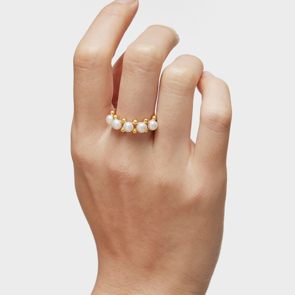 Mittelgro&szlig;er Ring Gloss aus 18&nbsp;kt vergoldetem Silber mit Zuchtperlen