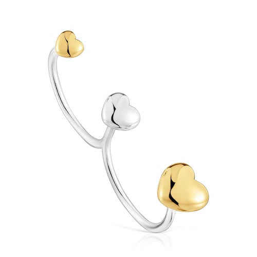 Large two-tone heart Double open ring My Other Half