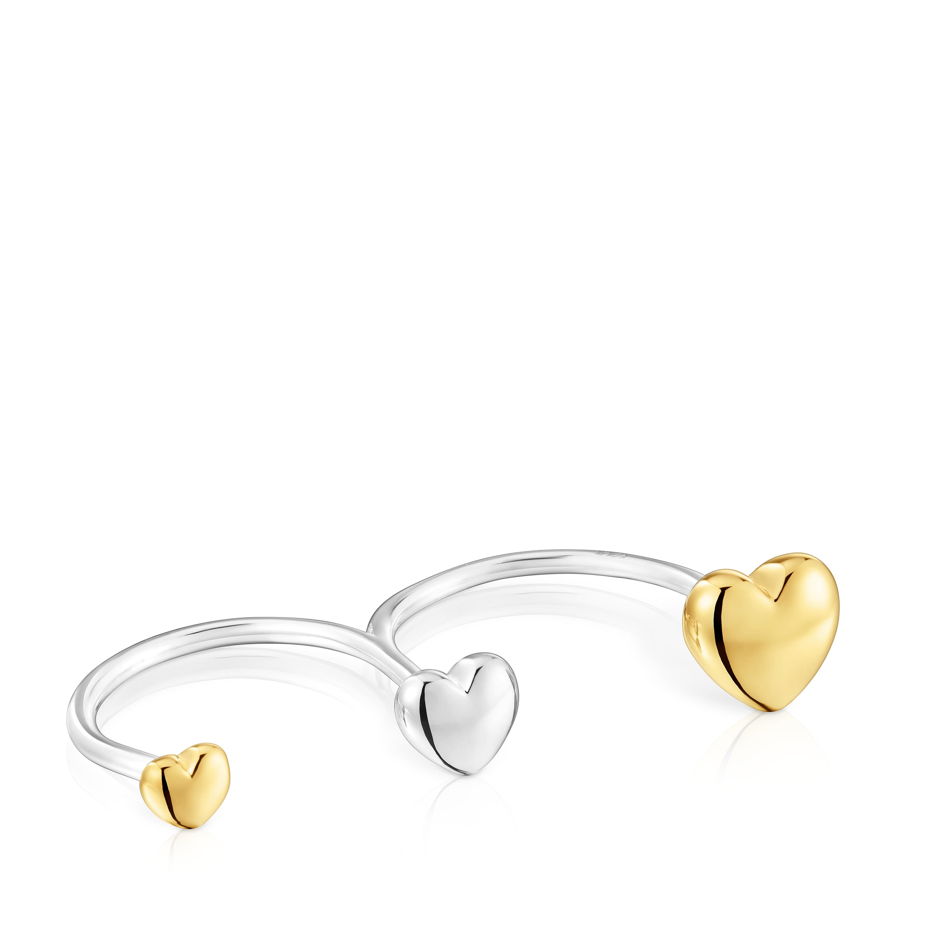 Large two-tone heart Double open ring My Other Half