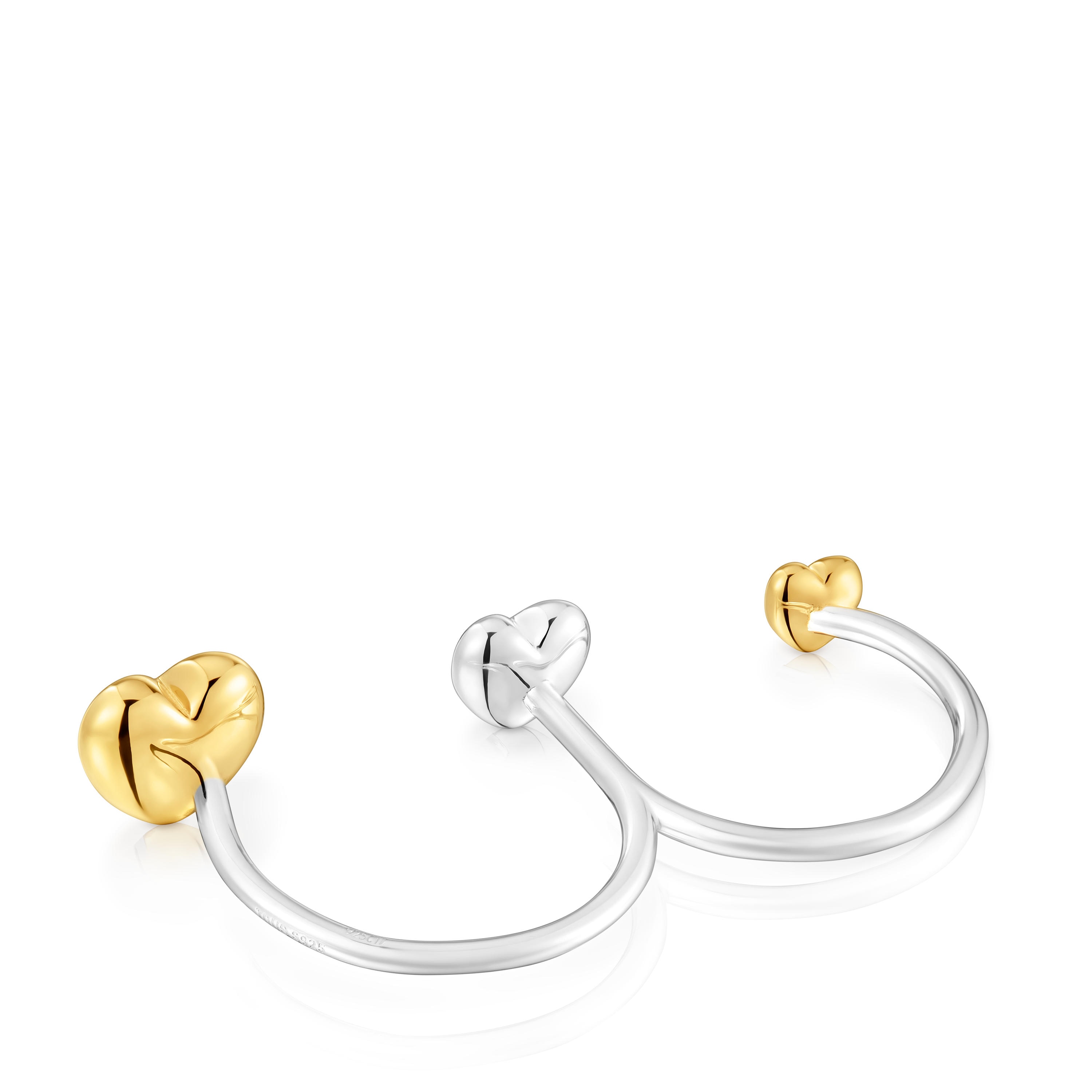 Large two-tone heart Double open ring My Other Half