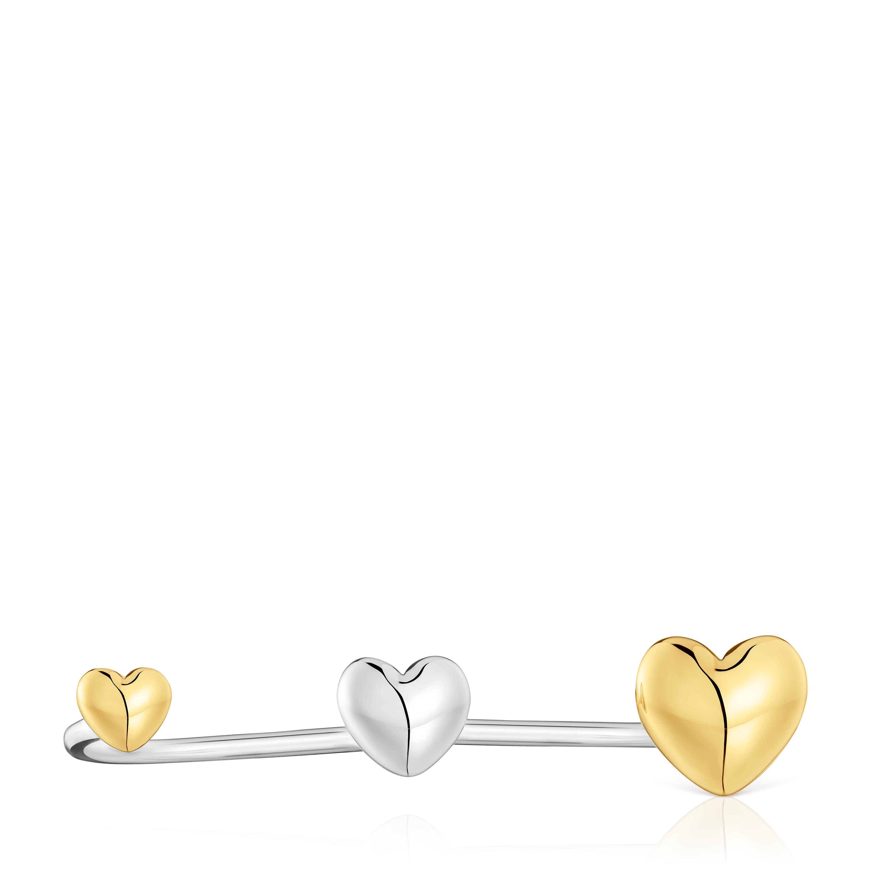 Large two-tone heart Double open ring My Other Half