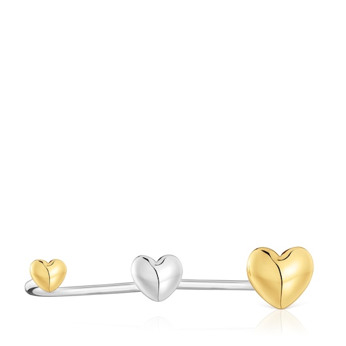 Large two-tone heart Double open ring My Other Half