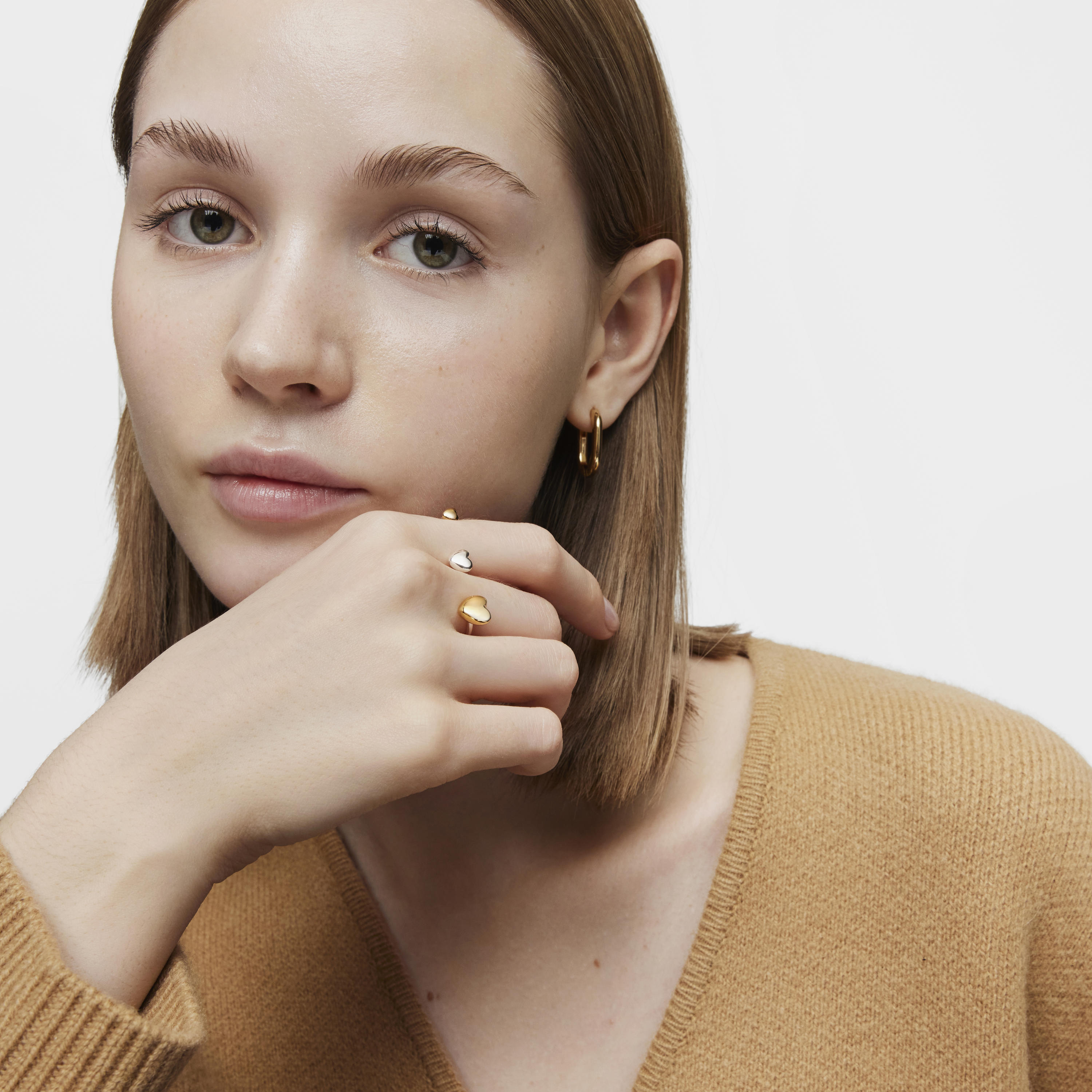 Large two-tone heart Double open ring My Other Half