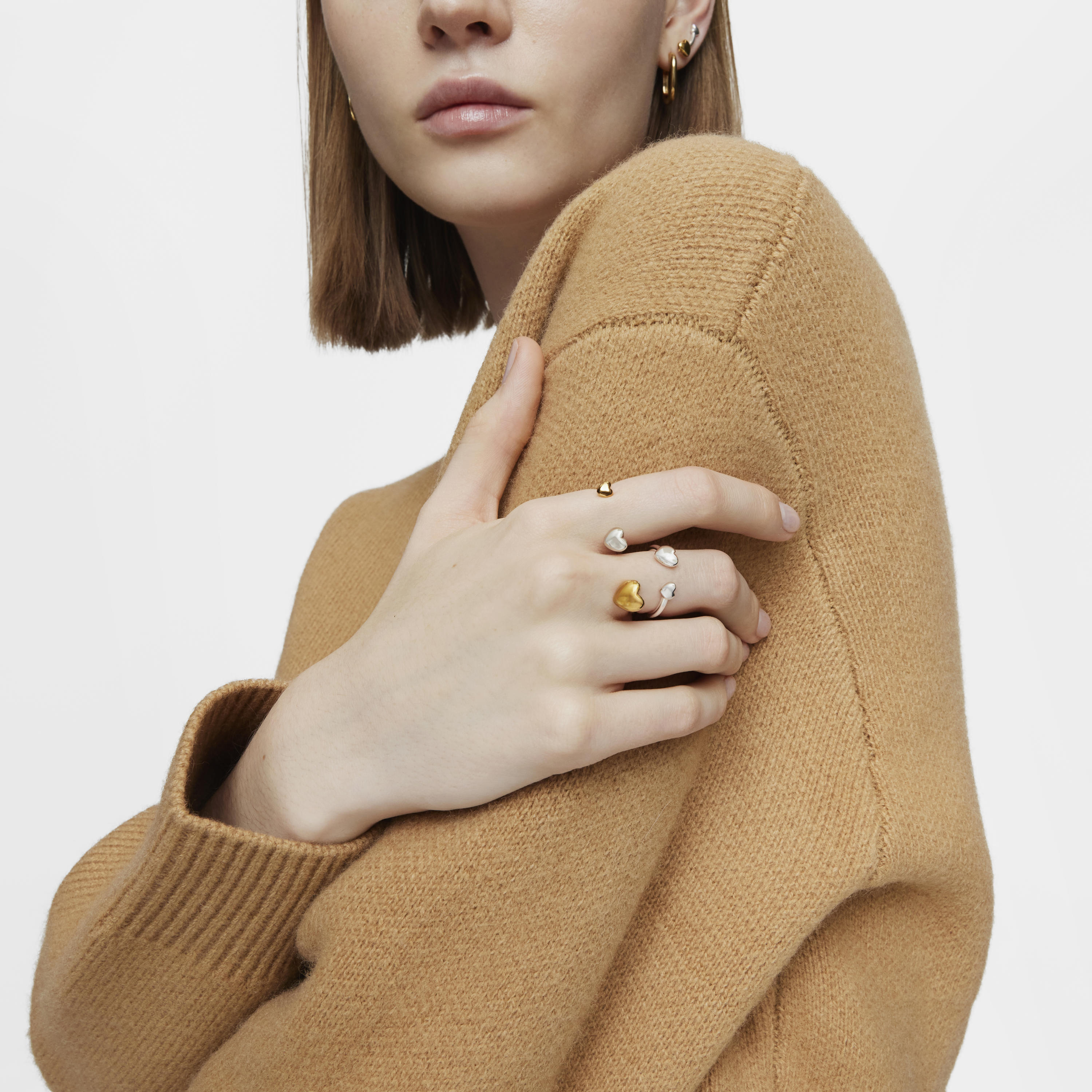 Large two-tone heart Double open ring My Other Half