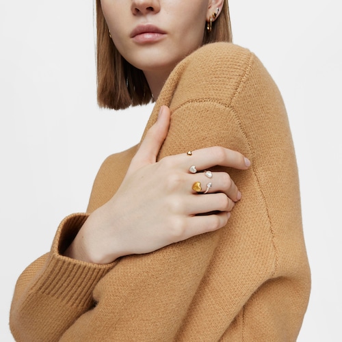 Large two-tone heart Double open ring My Other Half