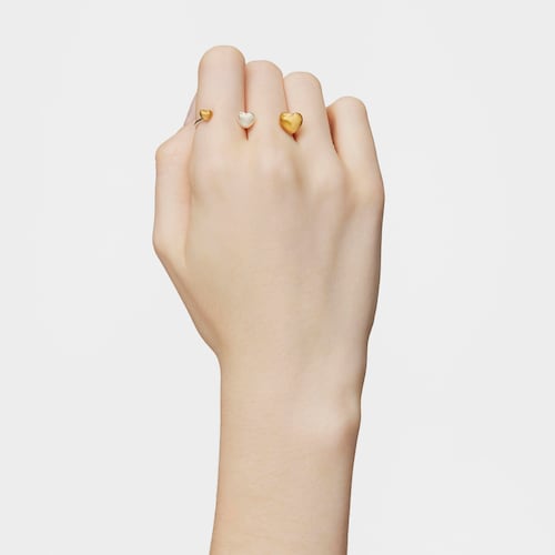 Large two-tone heart Double open ring My Other Half
