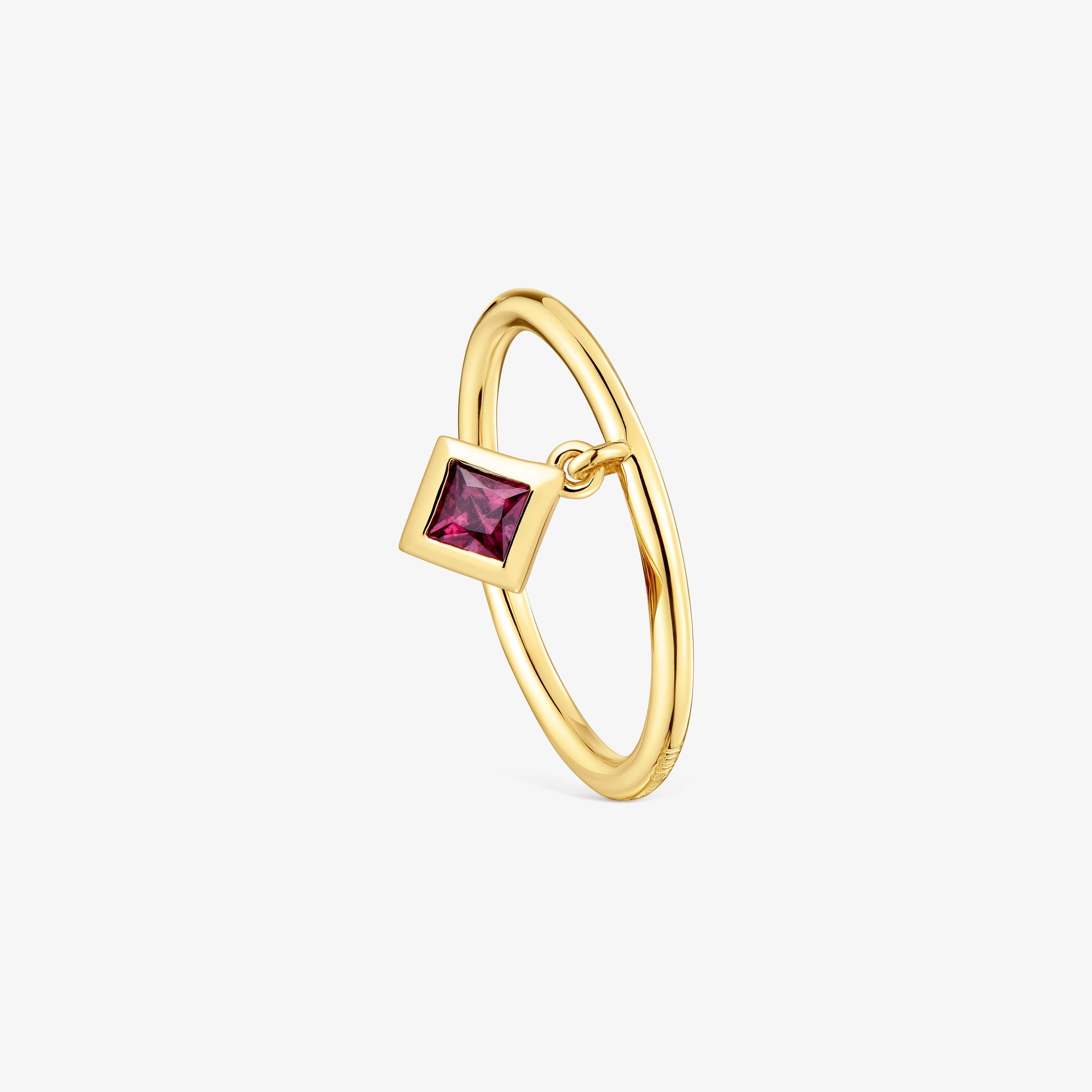 Small Ring with 18K gold vermeil and rhodolite charm TOUS Basic Colors