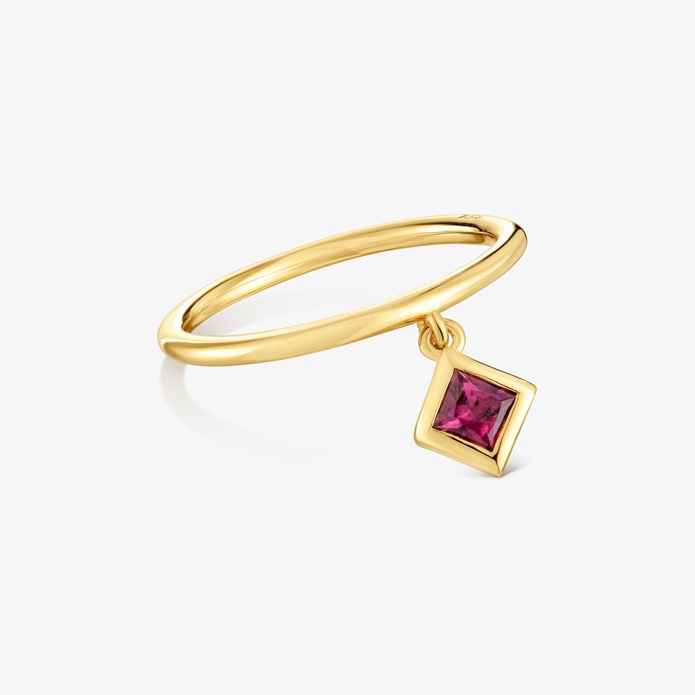 Small Ring with 18K gold vermeil and rhodolite charm TOUS Basic Colors