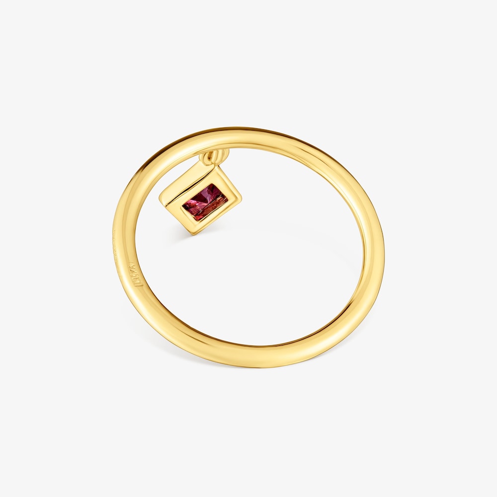 Small Ring with 18K gold vermeil and rhodolite charm TOUS Basic Colors