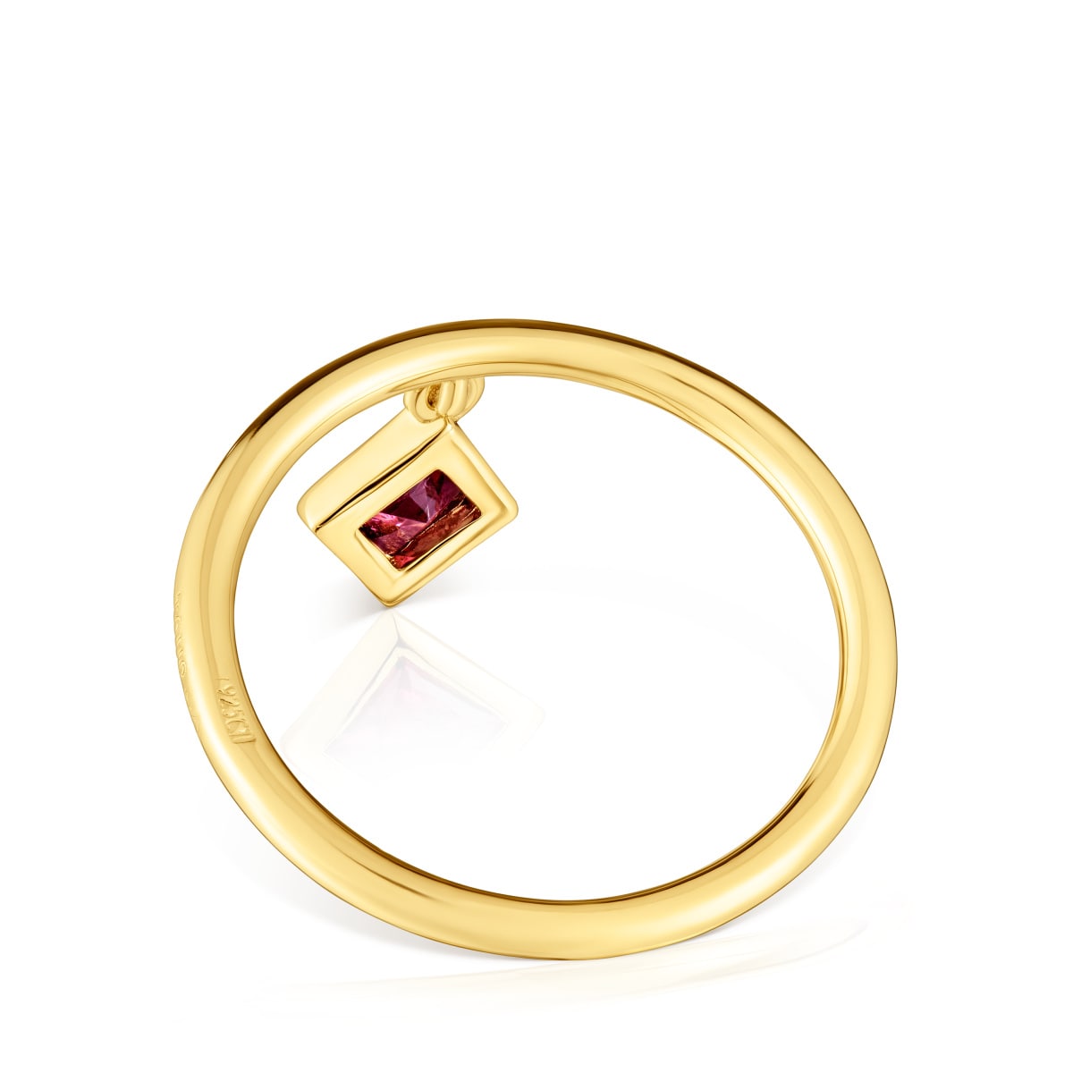 Small Ring with 18kt gold plating over silver and rhodolite charm TOUS Basic Colors