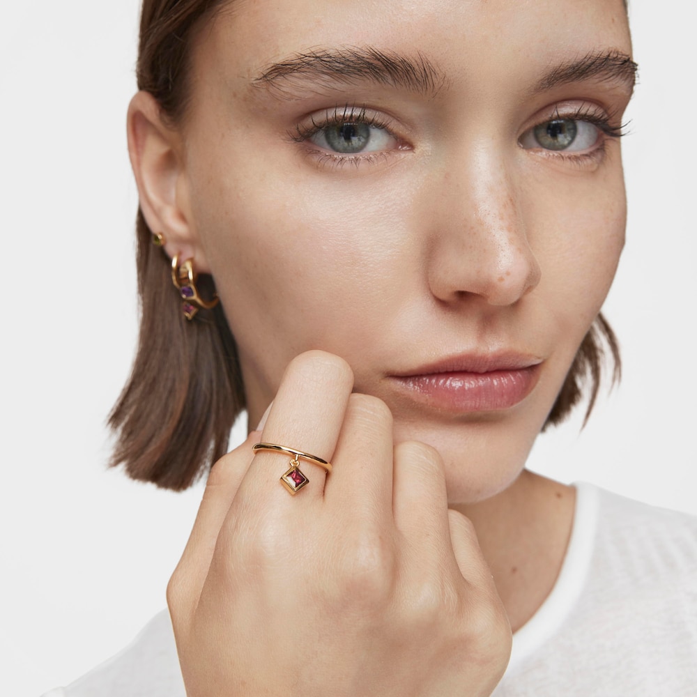 Small Ring with 18K gold vermeil and rhodolite charm TOUS Basic Colors