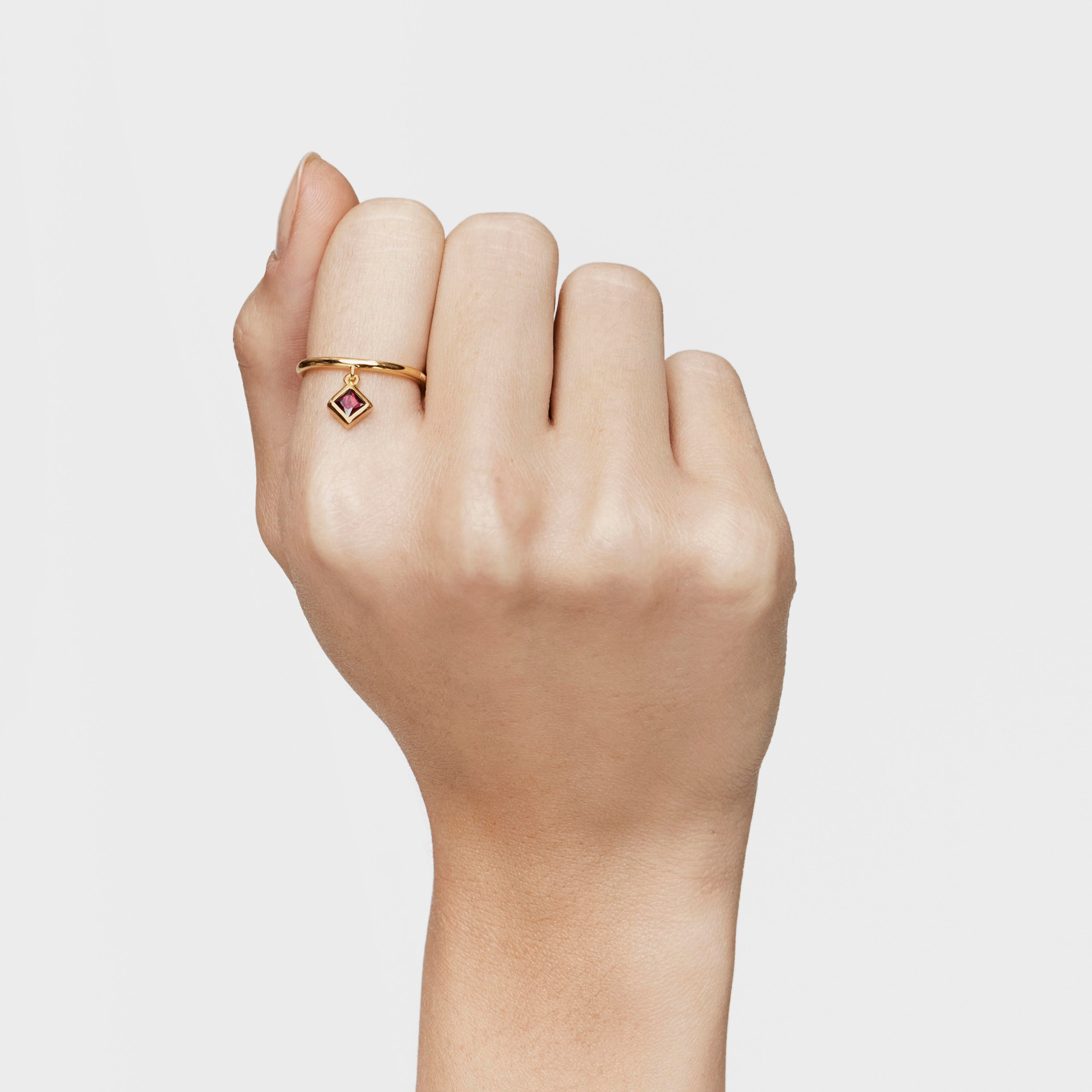 Small Ring with 18K gold vermeil and rhodolite charm TOUS Basic Colors