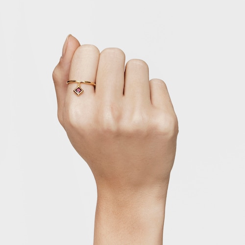 Small Ring with 18kt gold plating over silver and rhodolite charm TOUS Basic Colors