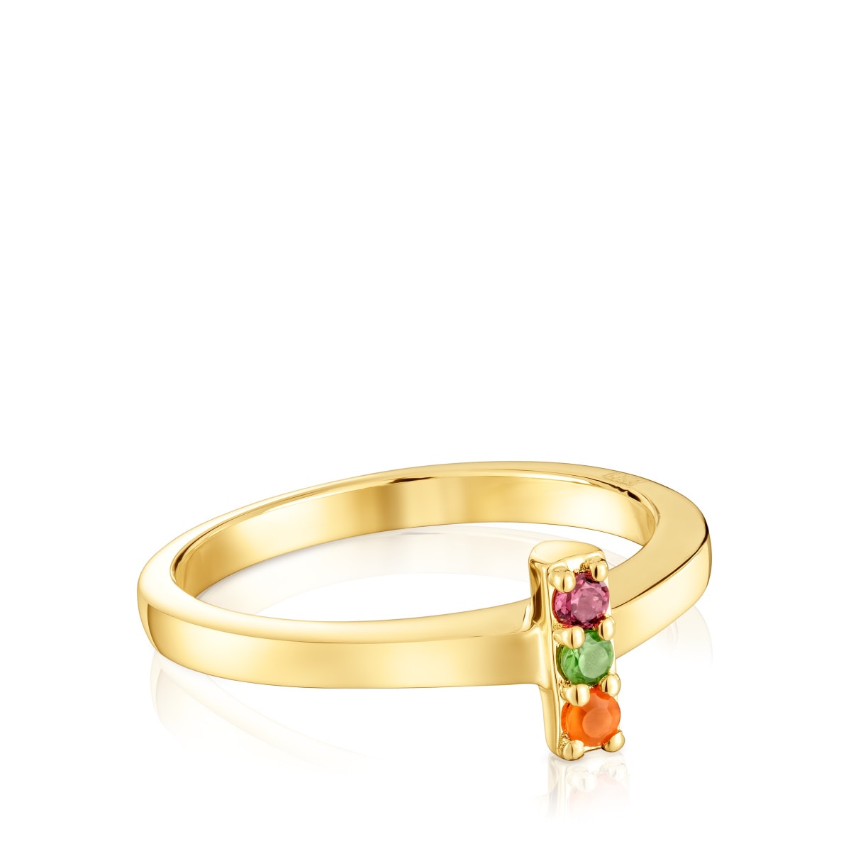 Anillo pequeño con baño de oro 18 kt sobre plata y gemas Basic Colors