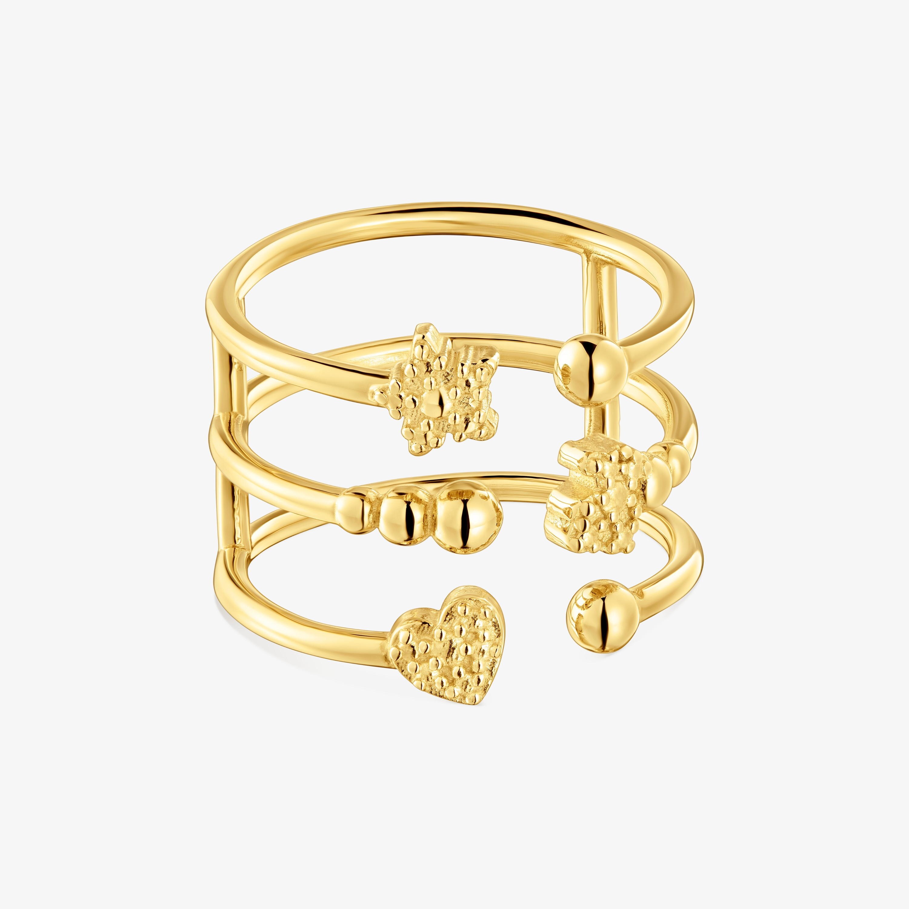 Large open Ring with 18K gold vermeil and bear motifs TOUS Grain