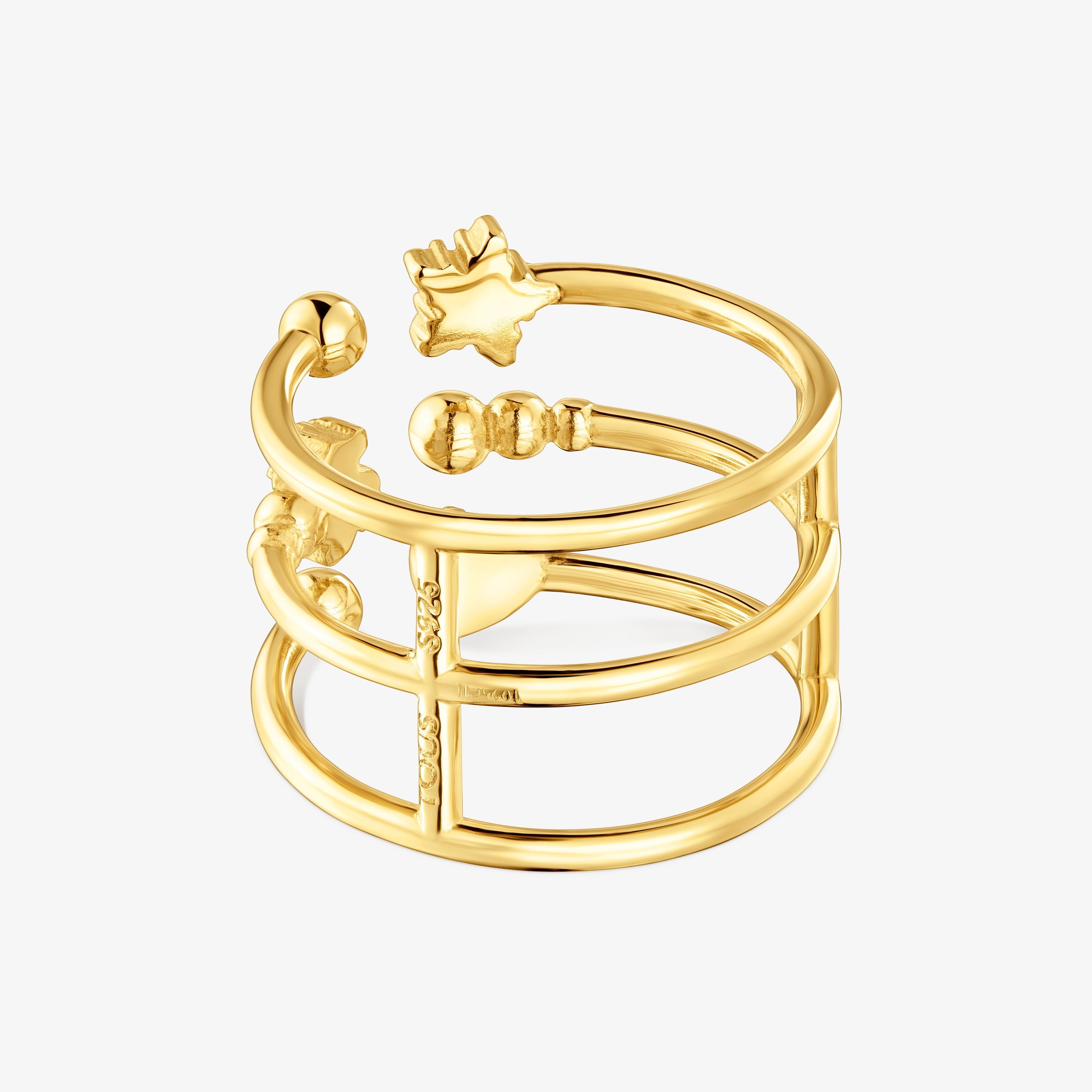 Large open Ring with 18K gold vermeil and bear motifs TOUS Grain